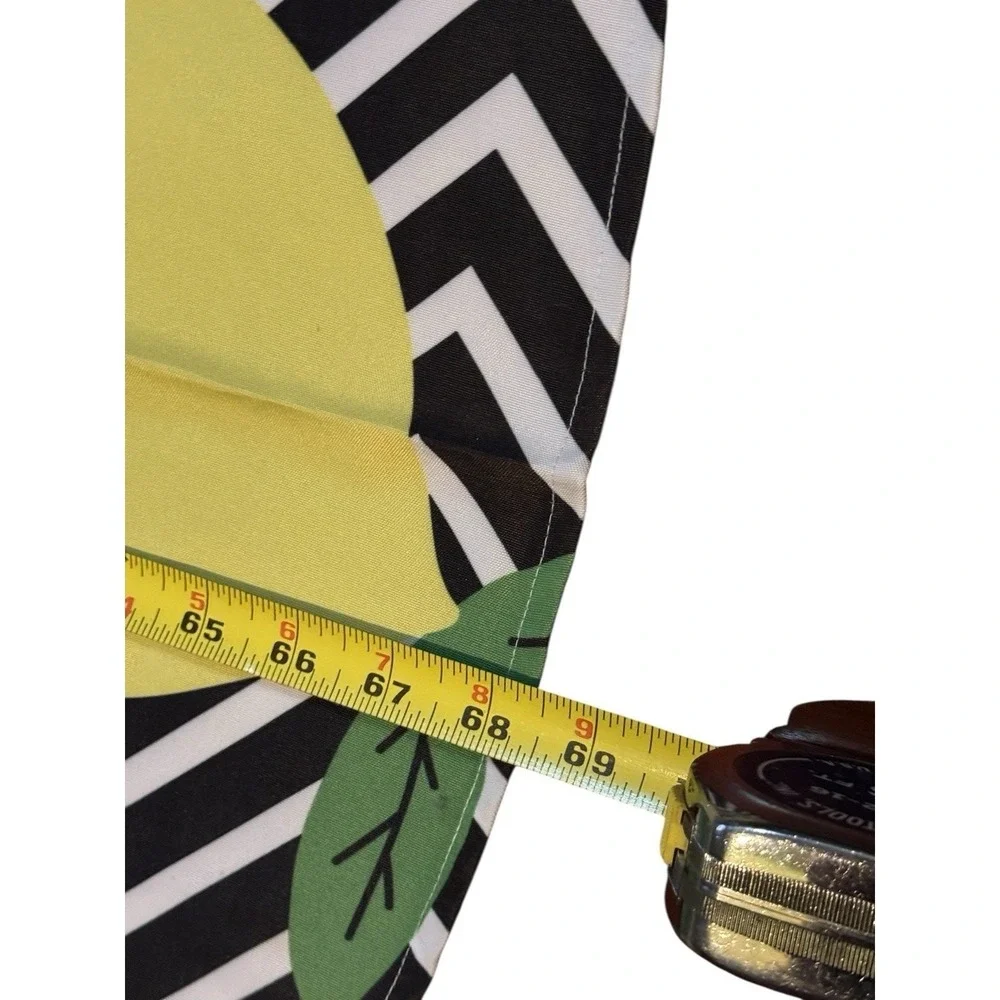 Handmade Round Lemon‎ Tablecloth Black White Chevron 68